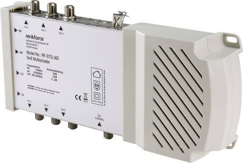 Renkforce RF-STS-360 SAT Multischalter mit 5 Eingängen (4 SAT/1 terrestrisch) für 6 Teilnehmer, Quad-LNB-tauglich, Weiß - Bild 1