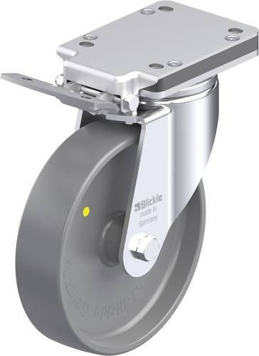 Blickle Stahlblech-Lenkrolle LH-PO 200G-IS-ELS in Grau mit Kunststoffrad, Durchmesser: 200 mm, Tragfähigkeit: 600 kg - Bild 1