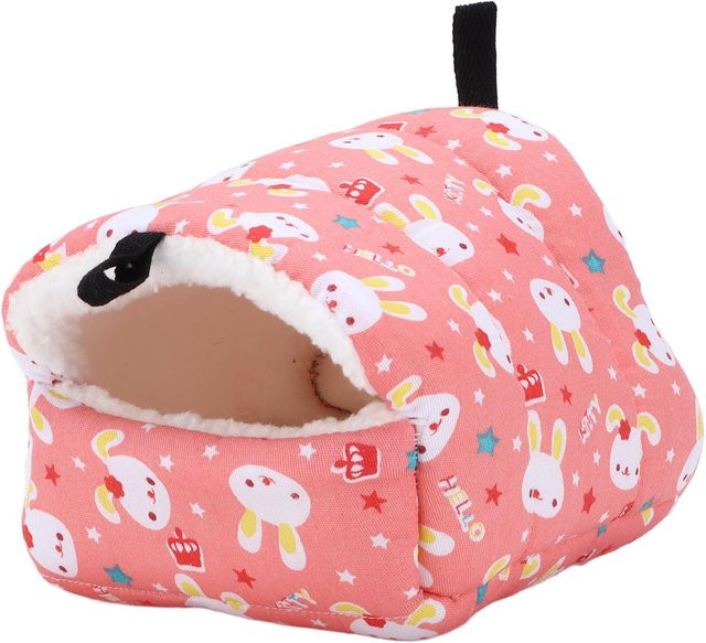 OutsideWorld Kleine Haustier-Hängematte als warmes Hamster-Hängebett in Pink mit Höhlenfunktion aus Baumwolle und Textil - Bild 1