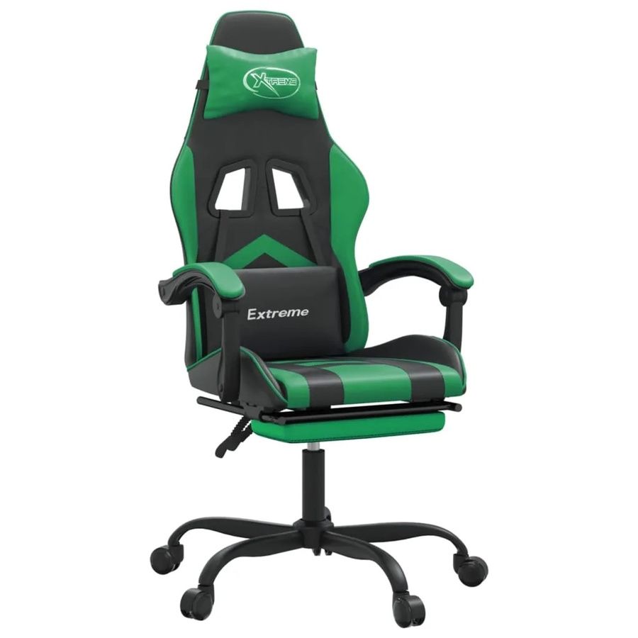 vidaXL Gaming-Stuhl Modell 7 mit Fußstütze in Schwarz-Grün aus Kunstleder - Bild 2