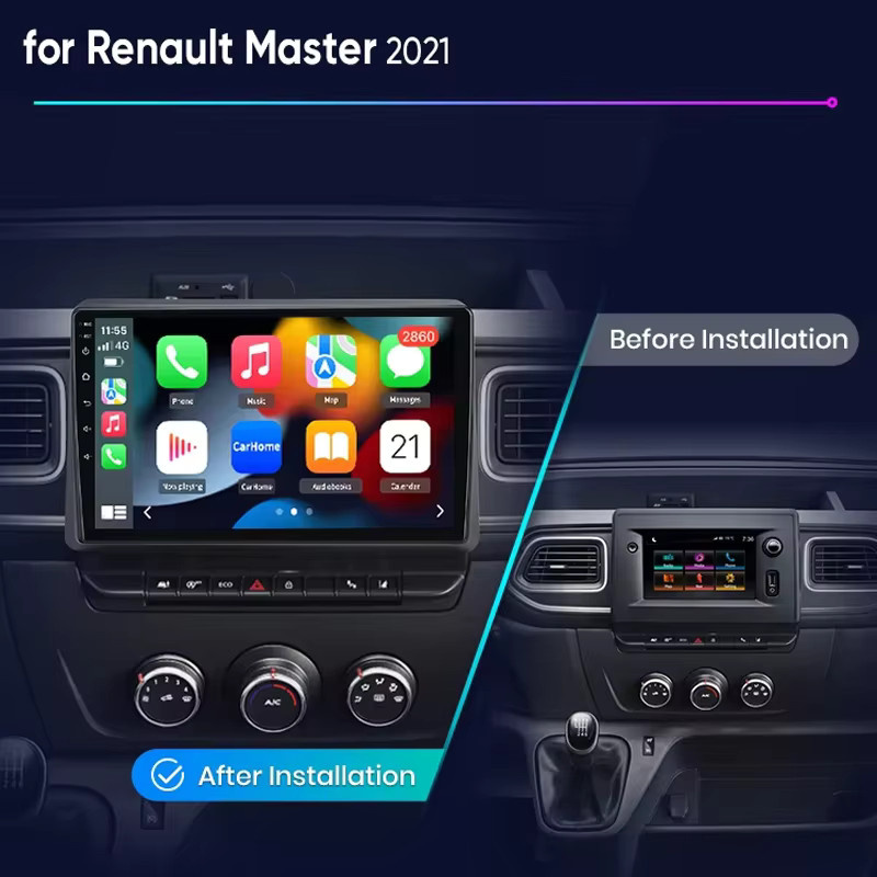 Junsun Android Auto Autoradio für Renault Master mit 10,0 Zoll IPS Touchscreen, Wireless Apple CarPlay, Bluetooth und Navigation, Schwarz - Bild 2