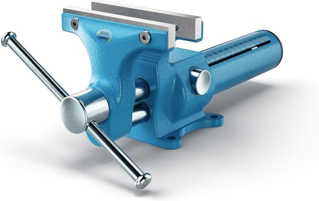 Heuer Parallelschraubstock Compact 120mm in Blau aus Stahl mit Amboss und 130mm Spannweite - Bild 1