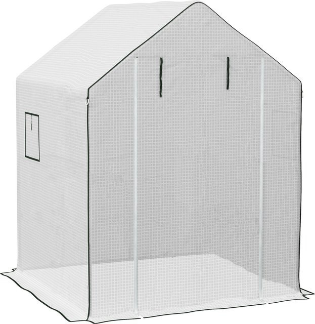 Outsunny Ersatzfolie für Gewächshaus mit UV-Schutz, Seitenfenster und Rolltür, Weiß, B/T/H: 140 x 143 x 190 cm - Bild 1