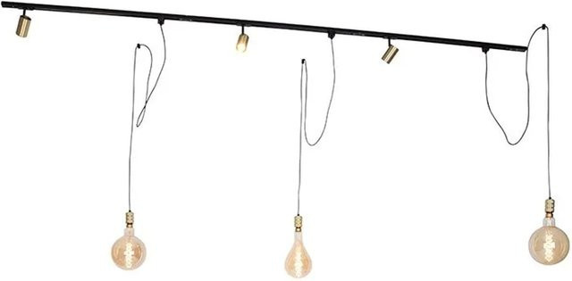 QAZQA Modernes Schienensystem Iconic Cavalux Jeana in Gold mit 3 Strahlern und 3 Pendelleuchten aus Aluminium, 1-phasig - Bild 1