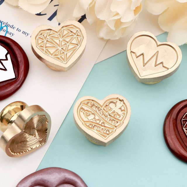 Siegelwachsstempel Valentinstag-Serie aus Messing in Gold für DIY-Umschläge, Hochzeitseinladungen und Geschenkverpackungen - Bild 1