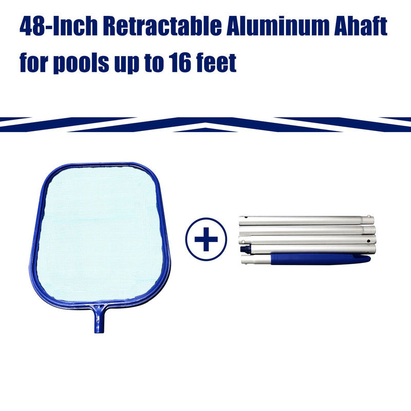 Lixada Pool-Reinigungsset in Blue & White mit Bürste und manuellem Skimmer aus Aluminium und Nylon - Bild 2