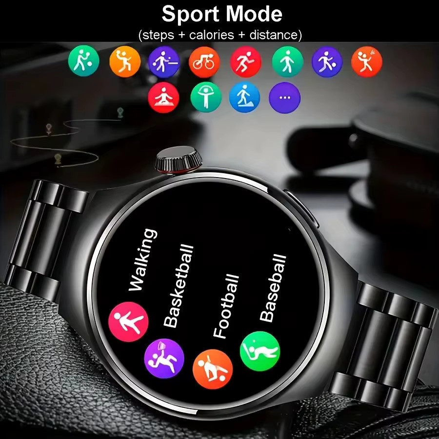 Smartwatch für Herren von BOALZETD mit Vollkreis-Touchscreen, drahtloser Anruffunktion, Sport- und Fitnessfunktionen, wasserdicht, in Schwarz und Silber - Bild 6