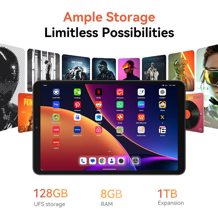 Alldocube iPlay 80 mini Pro Tablet Schwarz 8,4 Zoll 90Hz UNISOC T7300 16GB RAM 128GB ROM Android 4G LTE - Bild 3
