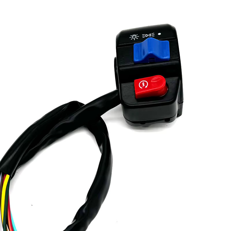 HLMORTO Motorrad Lenker Schalter Set in Schwarz für Blinker, Nebelscheinwerfer, Fernlicht, Horn und Elektrostart, 22mm (7/8 Zoll) - Bild 4