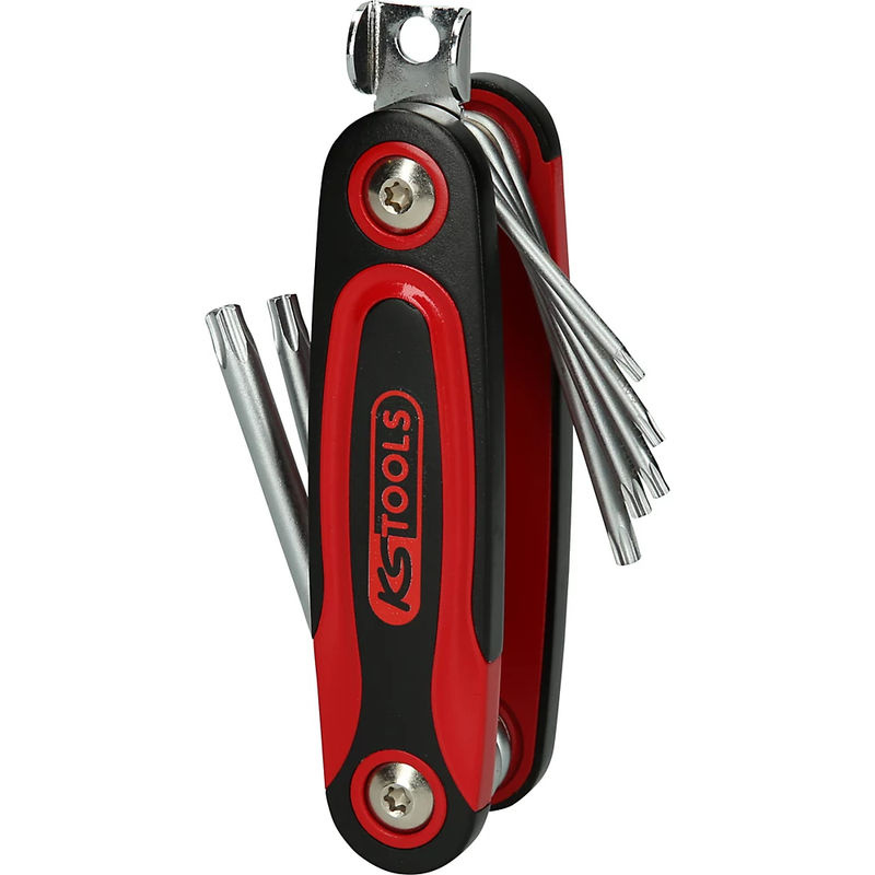 KS Tools CHROMEplus TX-Winkelstiftschlüssel-Set mit Klapphalter, 8-teilig, rot - Bild 2