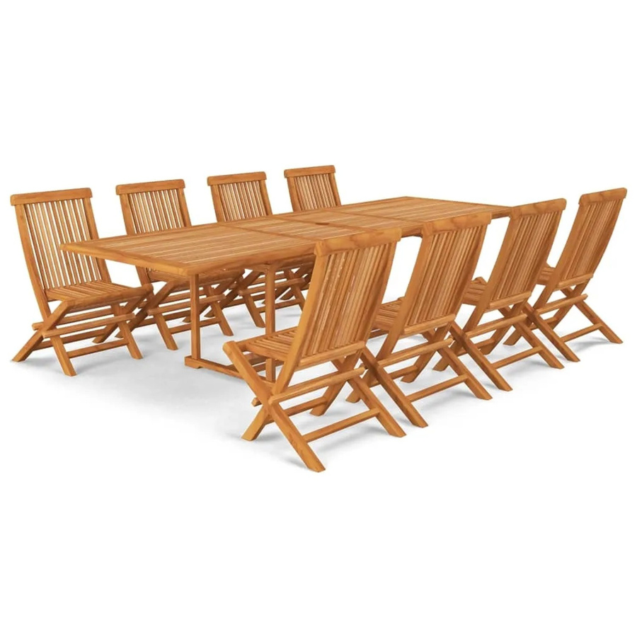 vidaXL 9-tlg Garten-Essgruppe aus Teakholz in Braun, ausziehbar, Modell 1 - Bild 2