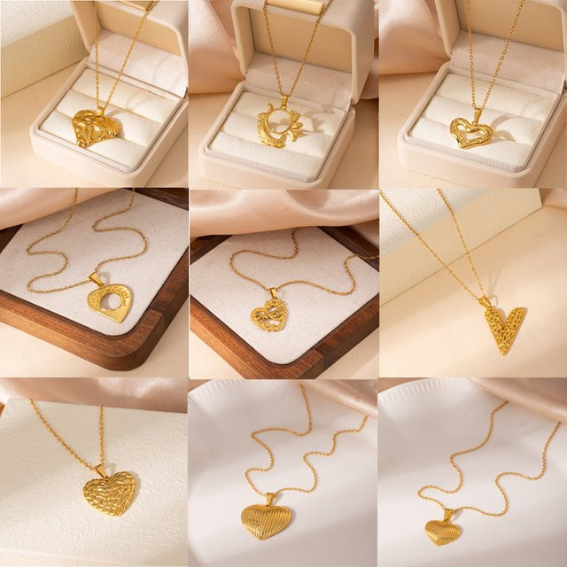 ANENJERY Halskette mit Herz Brief Anhänger, Edelstahl, Gold, Damen - Bild 1
