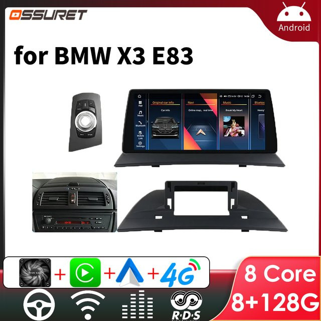 OSSURET Android Autoradio mit 10,25 Zoll Display für BMW X3 E83 2004-2010 inklusive Carplay, GPS und WIFI in Schwarz - Bild 1