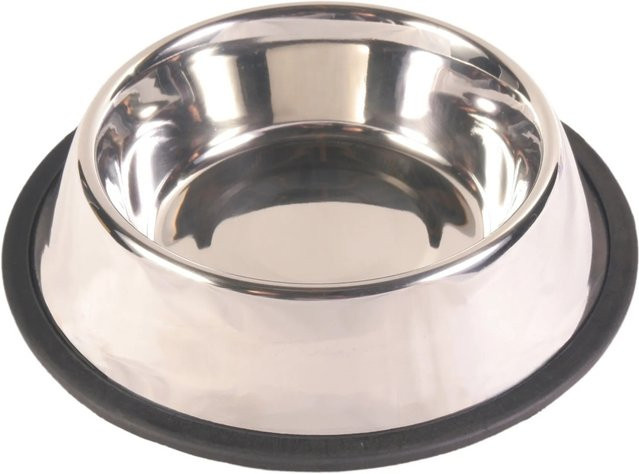 Jollypaw Edelstahlnapf mit Gummiring in Silber, Durchmesser: 21 cm - Bild 1