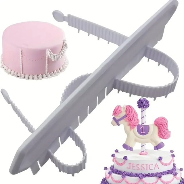 FEB.WIND Kuchenbogen-Lineal aus Kunststoff zum Dekorieren von Fondant und Buttercreme in Pink - Bild 1