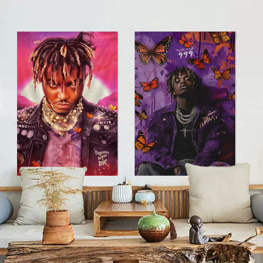 J-Juice WRLD Singer Musikalbum Wandteppich in Schwarz und Multicolour, Rechteckig, Textil - Bild 2