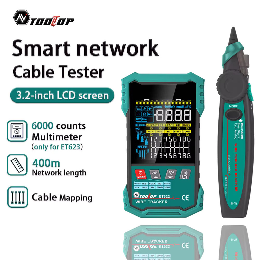 TOOLTOP 2-in-1 Multifunktions-Netzwerkkabeltester mit 3,2-Zoll-Display für LAN-Kabelkartierung, POE-Test und NCV-Multimeter - Bild 5