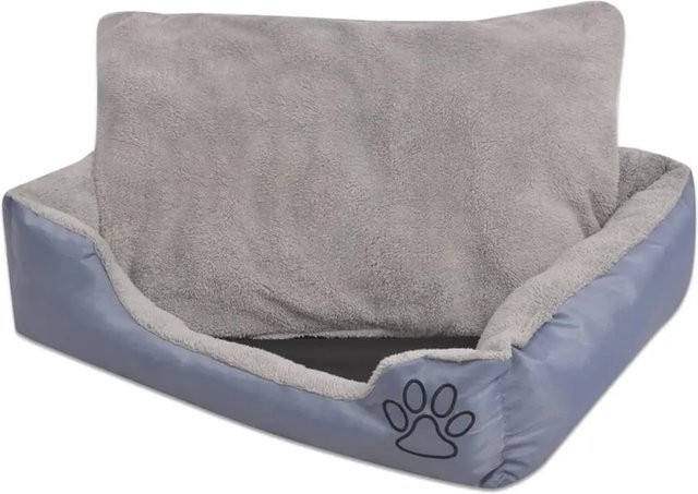 vidaXL Hundebett Größe L mit gepolstertem Kissen in Grau aus PU-beschichtetem Oxford-Gewebe und Kunstpelz - Bild 1