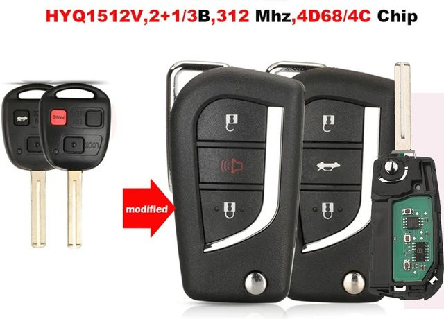 jingyuqin Fernbedienungs-Autoschlüssel für Lexus ES300 FJ GX470 HYQ1512V LX470/570 RX300 GS300 IS200 in Schwarz mit 312MHz und 4D68/4C Chip - Bild 1