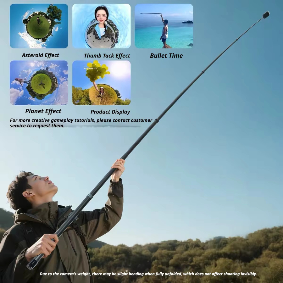 Insta360 Unsichtbarer Selfie-Stick aus Carbonfaser für X4, X5, X3 als Bullet Time Bundle Stativ-Griff in Schwarz - Bild 2