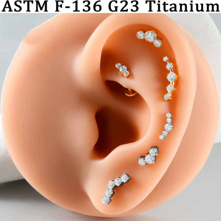 Piercing-Stud Titan, Zirkonia, Unisex - Bild 3