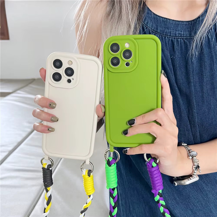 Stoßfeste Silikon-Umhängetasche mit Lanyard für Apple iPhone 11 bis 16 Pro Max in Weiß - Bild 3