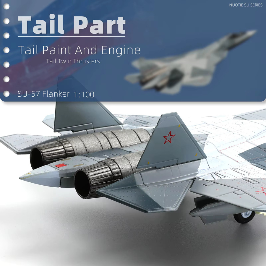 NUOTIE Su-57 Snow Split Version Kampfflugzeugmodell, 1:100, Metall, Grau - Bild 3