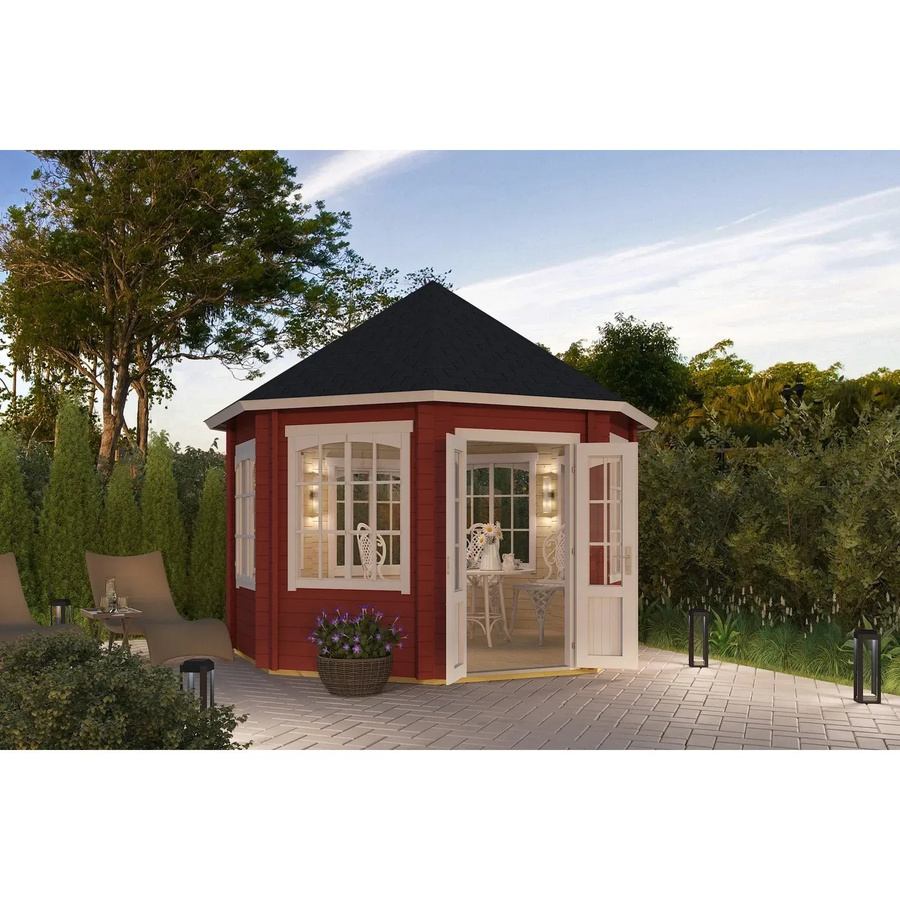 Lasita Maja Pavillion Jamaica Schwedenrot aus Holz, Farbe: Rot, B/T: 347 x 347 cm - Bild 2