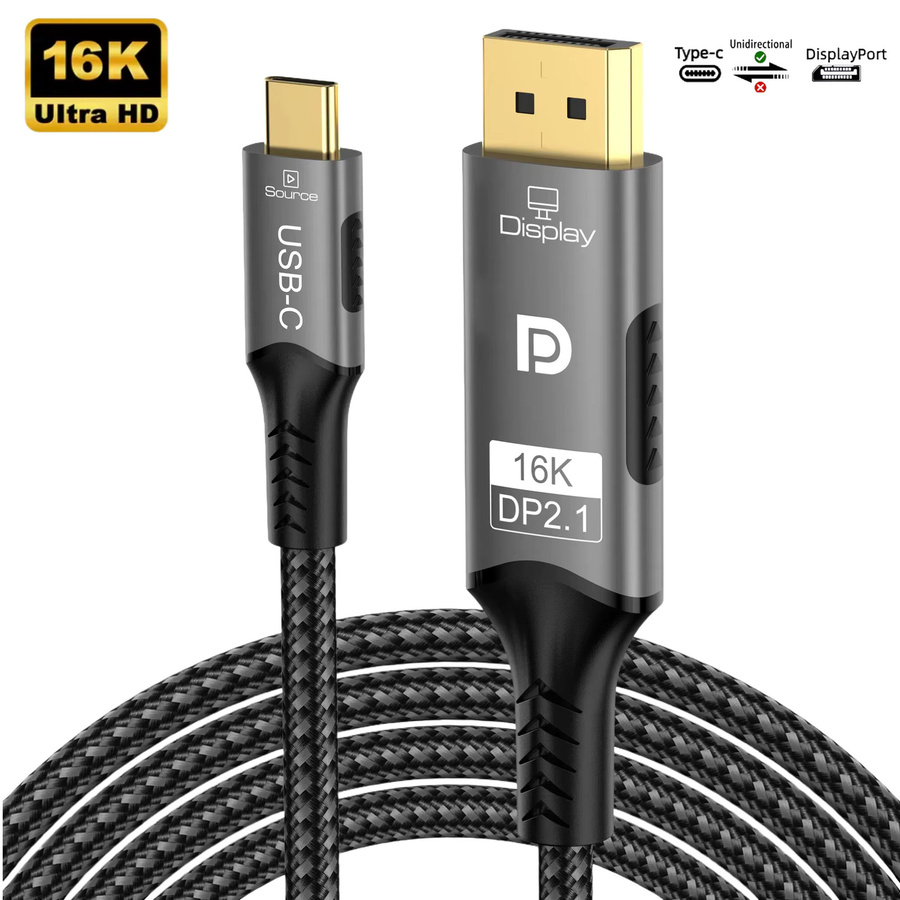 FDBOY USB-C auf DisplayPort Kabel in Schwarz für Thunderbolt 3/4 und MacBook mit 8K@60Hz und 4K@120Hz Unterstützung - Bild 6
