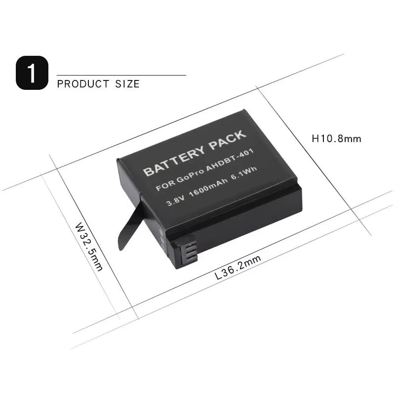 Wiederaufladbarer Lithium-Ionen-Akku mit 1600 mAh für GoPro Hero 4 Kamera in Schwarz - Bild 4