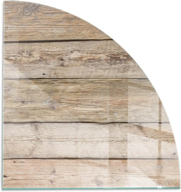 Tulup Glasplatte für Kamin in Beige mit Holzbrett-Textur, B/T: 100 x 100 cm - Bild 1