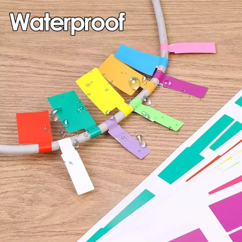 Selbstklebende Kabelmarkierungen in Multicolor, Wasserfeste Kabelbinder-Aufkleber für Laserdrucker und Glasfaser-Kabel, Set mit 240/480 Stück, Format A4 - Bild 3