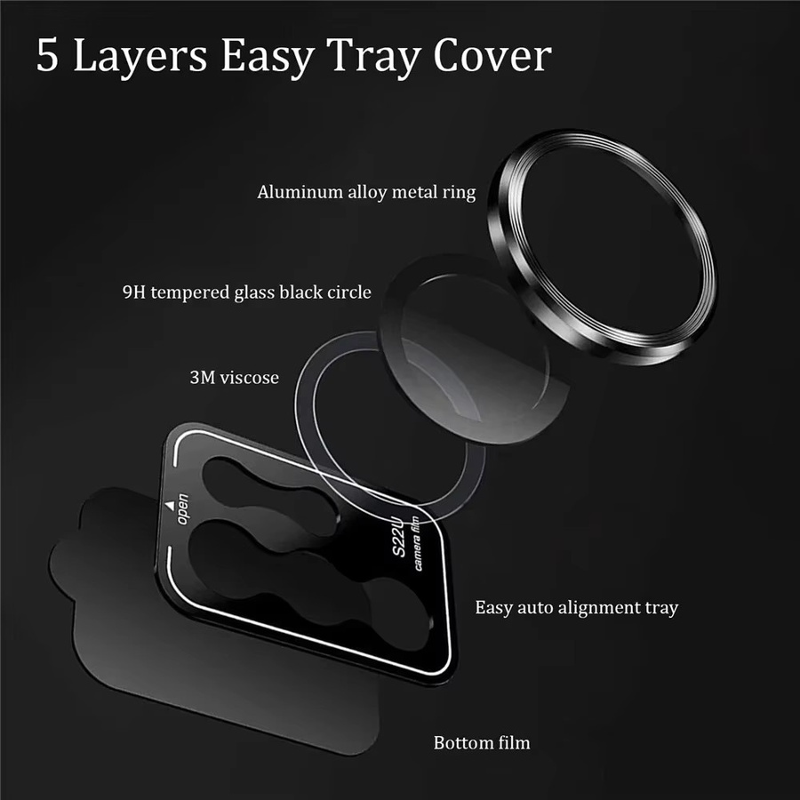 Kamera Objektiv Schutz aus Aluminiumlegierung und gehärtetem Glas für Samsung Galaxy S25 Ultra und S26 Ultra in Schwarz - Bild 2