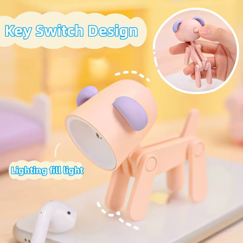 IEEYEEY Mini LED Nachtlicht als klappbare Schreibtischlampe in niedlicher Tierform für Kinderzimmer und Schlafzimmer, warmweiß und verstellbar - Bild 2