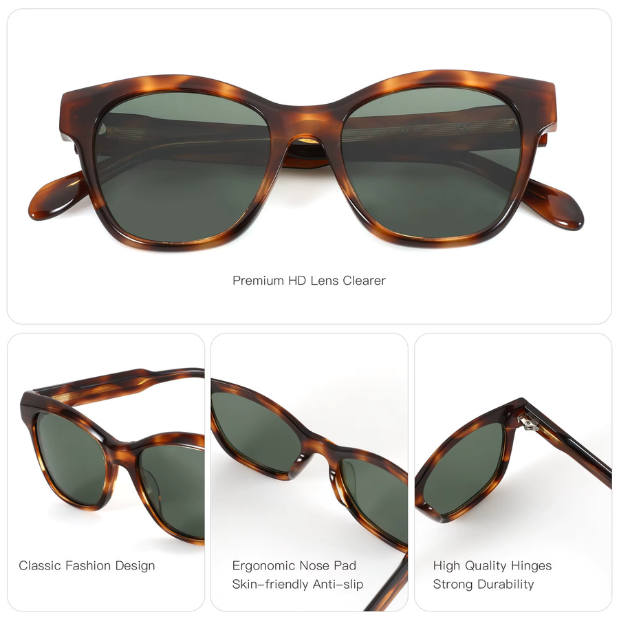 ZENOTTIC Sonnenbrille Schmetterlingsform, Acetat, Vollrand, braun, Damen - Bild 3