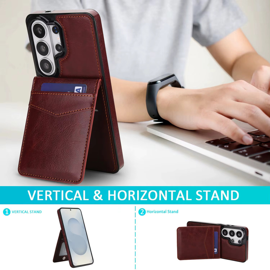 Leder-Brieftaschenhülle von szHAIyu für Samsung Galaxy S23 S24 S25 S26 Ultra Plus A57 A37 A56 A36 A26 A16 A55 mit Kartenhalter und Standfunktion in Grün oder Braun - Bild 2
