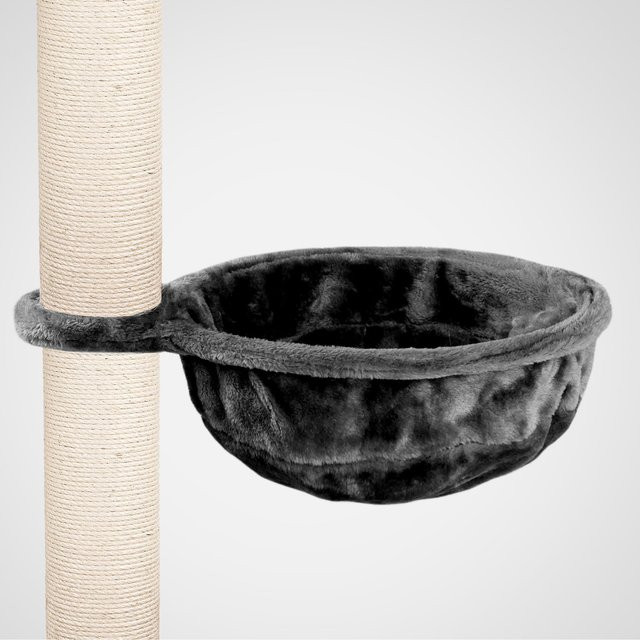 HAPPYPET Katzenhängematte für Kratzbäume in Anthrazit, Durchmesser: 40 cm, XL Katzenmulde mit Metallrahmen aus Mikrofaser - Bild 1