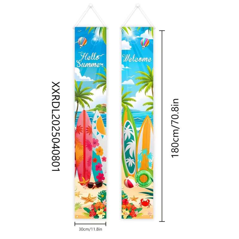 VIKAMA Hawaiianisches Strand-Türschild-Set zur Dekoration für Garten und Veranda, Mehrfarbig, B/H: 180 x 30 cm - Bild 4