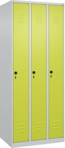 C+P Spind Classic PLUS Garderobenschrank mit 3 Abteilen, H x B x T: 185 x 75 x 50 cm, Lichtgrau/Clowngrün - Bild 1
