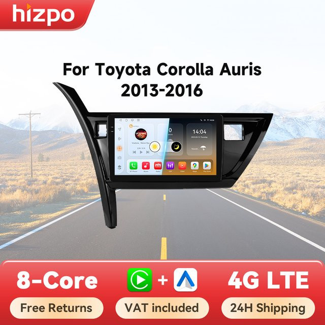 Hizpo 2DIN Android Auto Radio für Toyota Corolla Auris 2013-2016 mit Carplay, 4G, GPS und 360 Kamera in Schwarz - Bild 1