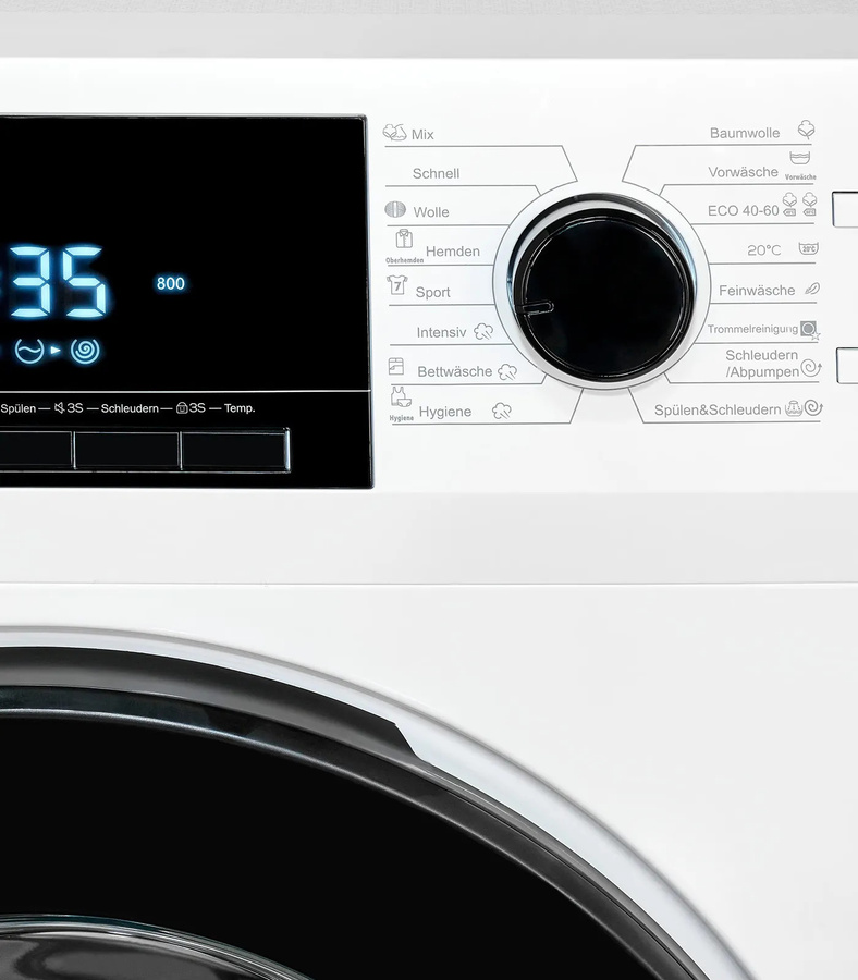 Exquisit WA59214-340A Waschmaschine in Weiß mit 9 kg Kapazität, 1400 U/min Schleuderdrehzahl und Aquastop - Bild 3