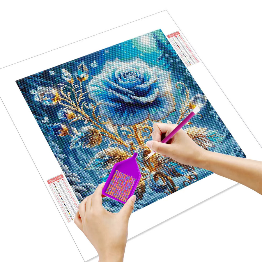 HUACAN 5D Diamant-Stickset Blaue Verzauberte Rose mit Kristall-Strasssteinen als Wandbild - Bild 2