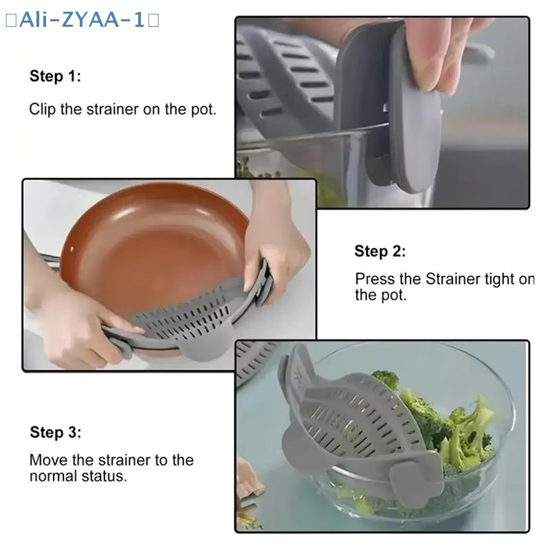 JETTING Silikon-Clip-On-Sieb für Töpfe in Schwarz, verstellbares Abtropfsieb für Nudeln und Pasta - Bild 4