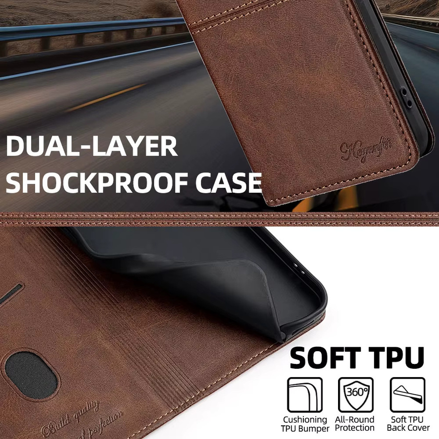 Magnetische Leder Flip Case Schutzhülle für Realme C67 C65 C63 C61 C55 C53 C51 C25Y C21Y in Rot - Bild 6