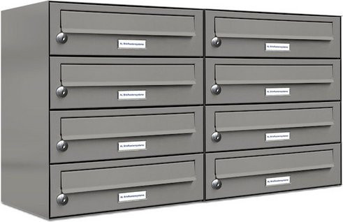 AL Briefkasten für 8 Parteien, Aufputzmontage, grau, B/H/T: 76,6 x 46,0 x 27,5 cm - Bild 1