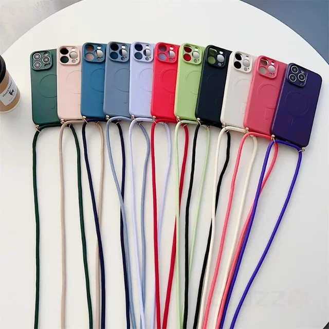Stoßfeste Handyhülle für Apple iPhone 17 16 15 14 13 12 11 Pro Max mit Magnetverschluss und Trageschlaufe in Lila - Bild 1