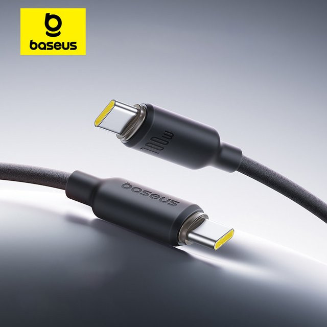 Baseus USB-C-Kabel aus geschäumtem Silikon mit 100 W Schnellladefunktion für iPhone 15, iPhone 16, MacBook und Samsung in Schwarz oder Blau - Bild 1