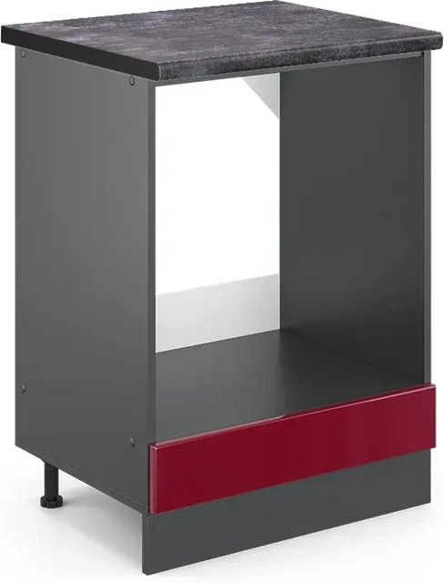 Vicco Herdumbauschrank R-Line Bordeaux Hochglanz Anthrazit Breite: 60 cm, Höhe: 81,6 cm, Tiefe: 60 cm - Bild 1