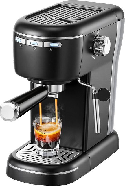 SNDOAS Espresso-Kaffeemaschine in Schwarz aus Edelstahl mit 1100 W, 15 Bar und abnehmbarem 1,2 l Wassertank - Bild 1