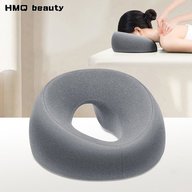 HMQ Beauty Gesichts-Daunenkissen in Grau, atmungsaktives Memory-Foam Keilkissen für Massagebetten, Beauty-Salons und SPA - Bild 1